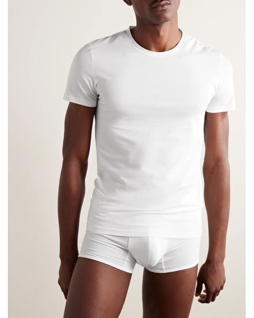 Zegna T-Shirt aus Stretch-Baumwoll-Jersey in White für Herren