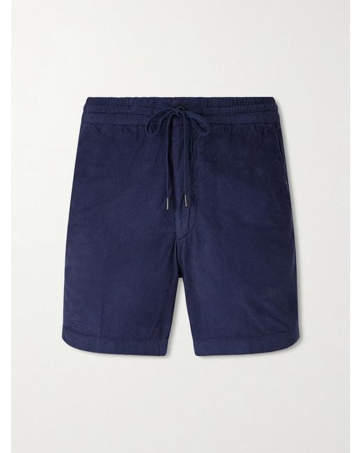 Slowear Blue Straight-Leg Cotton-Corduroy Drawstring Shorts for men