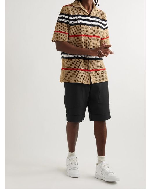 Burberry Black Straight-Leg Wool Grain De Poudre Cargo Shorts for men