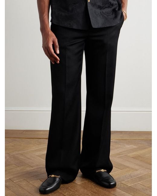 Versace Black Logo-Embellished Leather Loafers for men