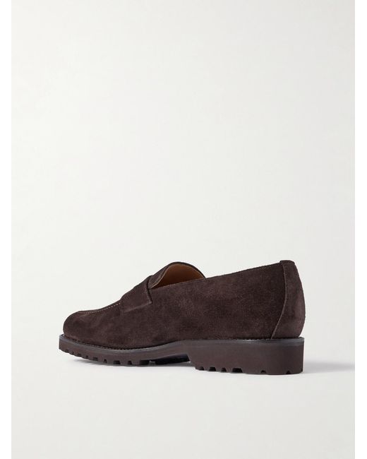 Majordome Brown M08 Suede Penny Loafers for men