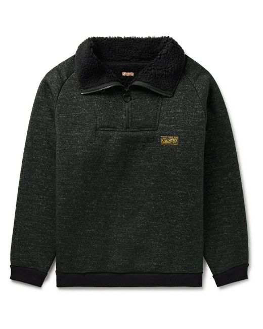 Kapital Black Alpine Logo-appliquéd Fleece-lined Knitted Half-zip Sweatshirt for men