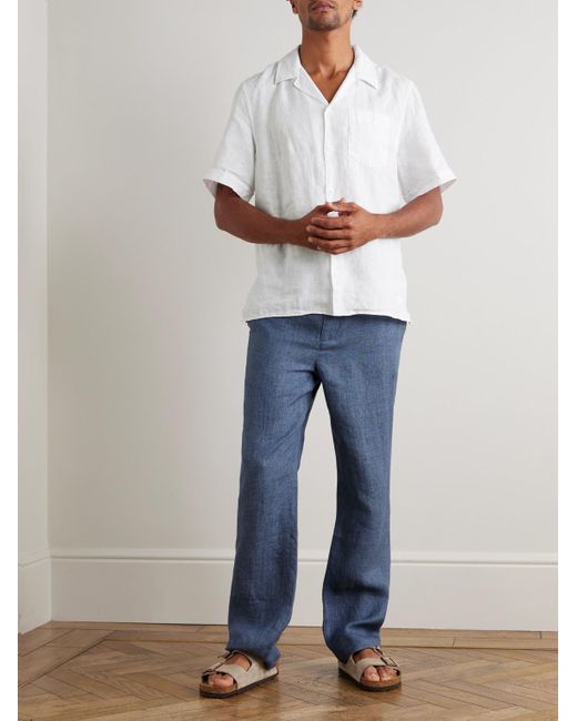 Vilebrequin White Charli Convertible-collar Linen Shirt for men