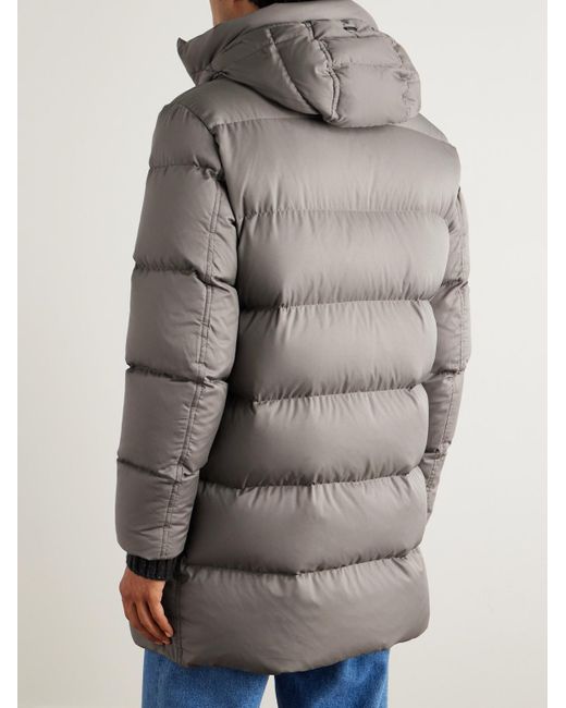 Herno Gray Quilted Twill Hooded Down Jacket for men