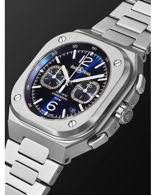 Bell & Ross Black Br 05 Automatic Chronograph 42Mm Stainless Steel Watch, Ref. No. Br05C-Bu-St/Sst for men