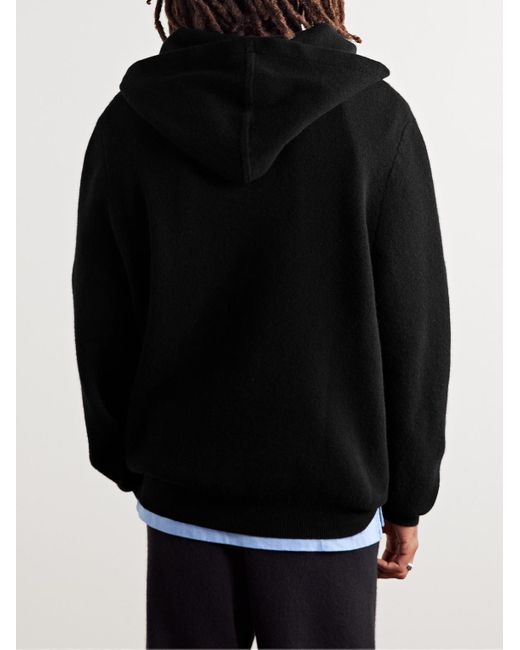 God's True Cashmere Black Cashmere Hoodie for men