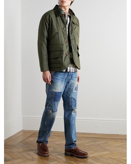 Polo Ralph Lauren Green Polo Country Corduroy And Leather-Trimmed Waxed Cotton-Canvas Field Jacket for men