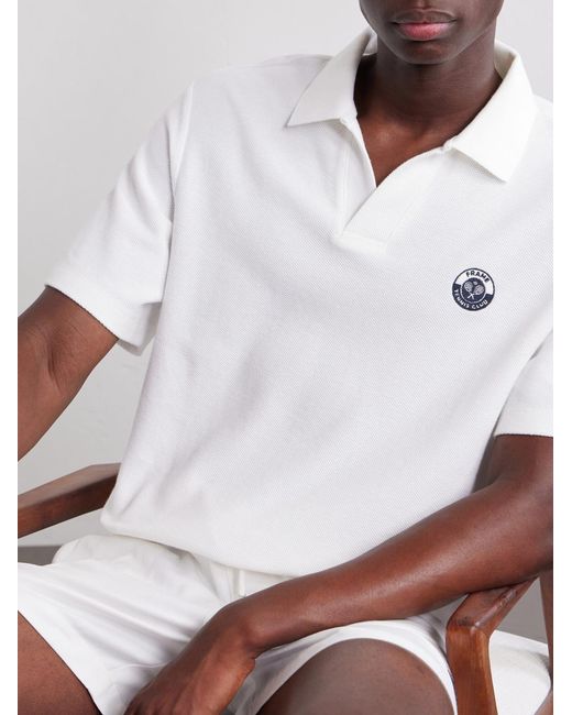 FRAME White Logo-Embroidered Cotton-Piqué Polo Shirt for men