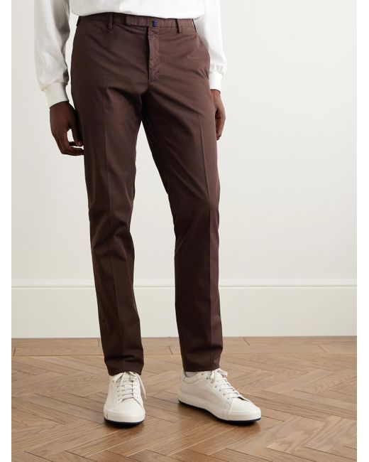 Incotex Venezia 1951 gerade geschnittene Hose aus Stretch-Baumwoll-Twill in Brown für Herren