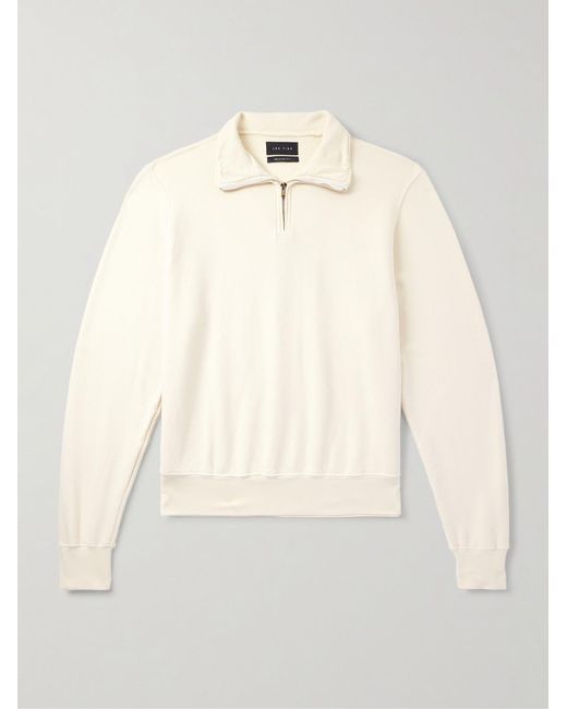 Les Tien Natural Yacht Garment-dyed Cotton-jersey Half-zip Sweatshirt for men