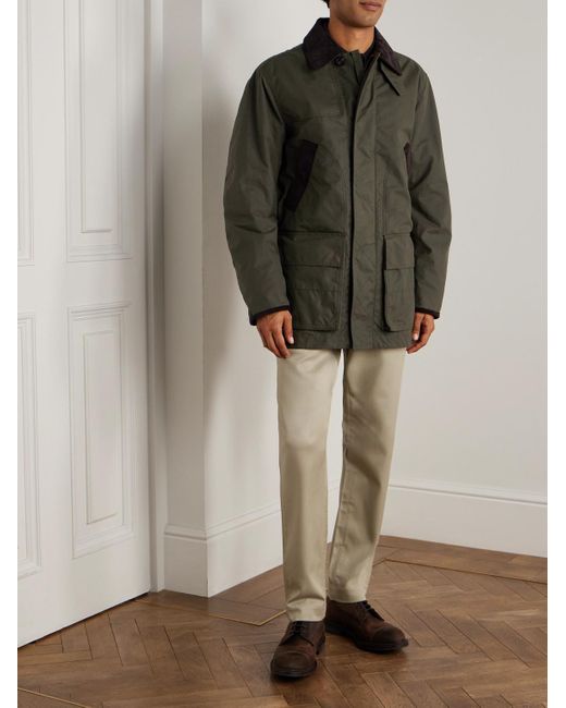 James Purdey & Sons Green Pembroke Corduory-Trimmed Cotton-Canvas Coat for men