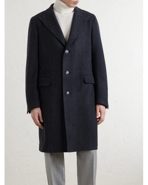 Canali Blue Nuvola Wool And Cashmere-Blend Coat for men