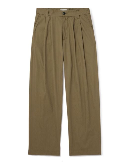 Agolde Green Slater Straight-Leg Pleated Cotton-Twill Trousers for men
