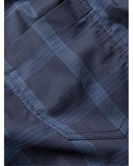 Howlin' By Morrison Blue Cocktail Camp-collar Checked Cotton-blend Ripstop Shirt for men