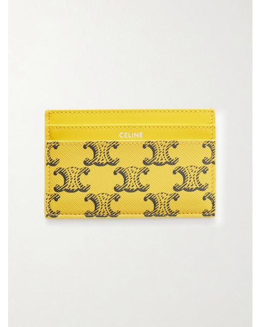 Céline Yellow Monogrammed Coated-canvas And Leather Cardholder for men