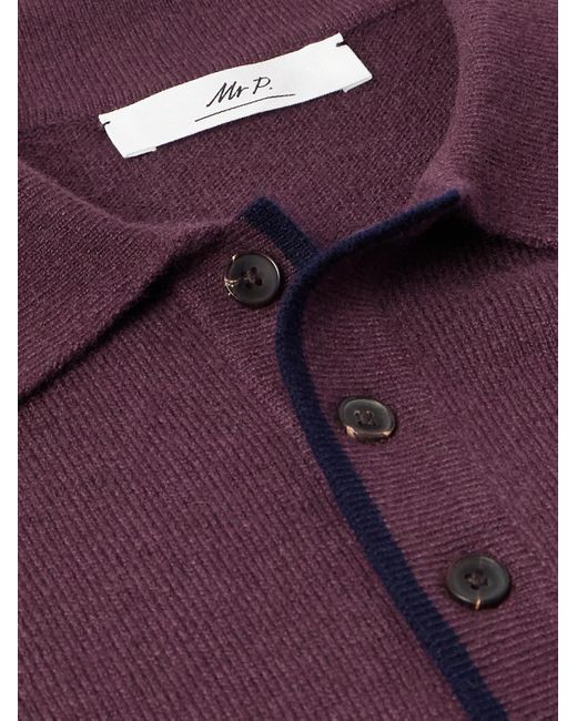 Mr P. Purple Cashmere Polo Sweater for men