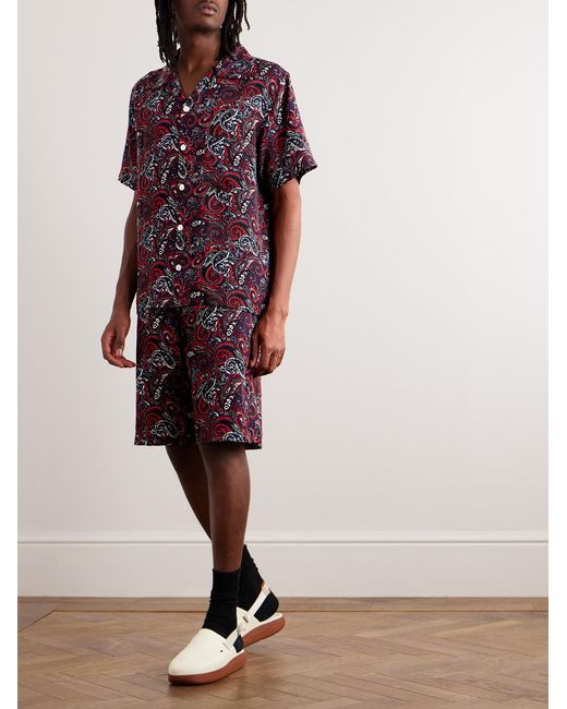 Noma T.D Purple Camp-Collar Paisley-Print Rexcell Shirt for men
