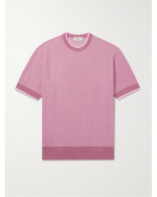 Piacenza 1733 Pink Waffle-Knit Cotton T-Shirt for men
