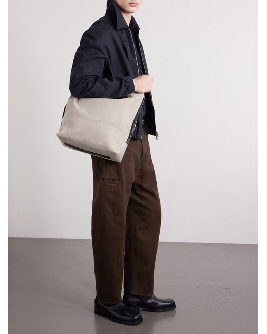Lemaire Natural Leather-Trimmed Cotton-Canvas Tote Bag for men