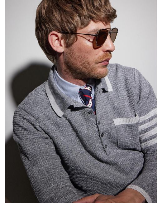 Thom Browne Natural Aviator-Style-Tone Titanium Sunglasses for men