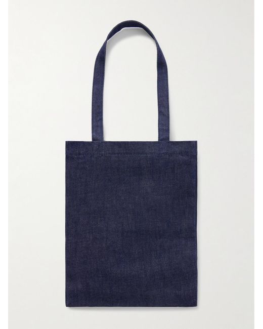 A.P.C. Blue Laure Logo-Print Denim Tote Bag for men
