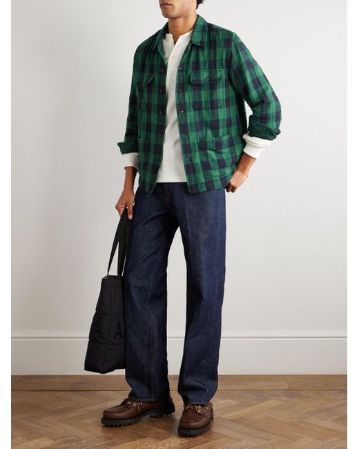 Polo Ralph Lauren Green Logo-Embroidered Checked Cotton-Flannel Overshirt for men