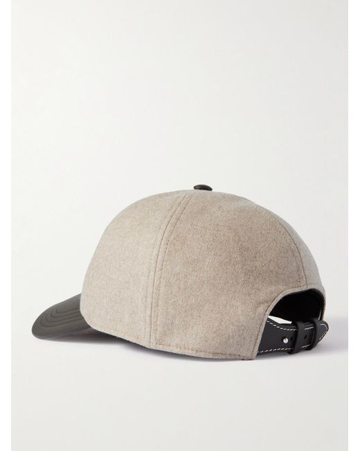 Berluti Natural Logo-embroidered Cashmere-blend And Leather Baseball Cap for men