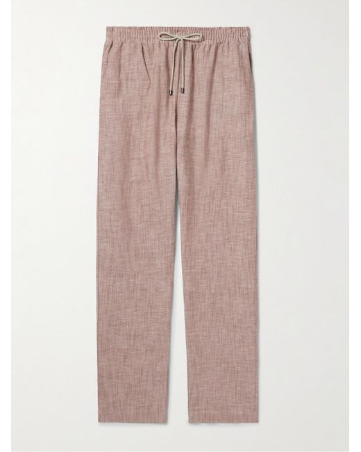 Zimmerli of Switzerland Pink Straight-leg Linen And Cotton-blend Drawstring Trousers for men