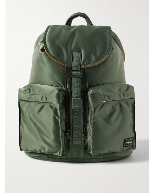 Porter-Yoshida and Co Green Tanker Rucksack Nylon-Twill Backpack for men