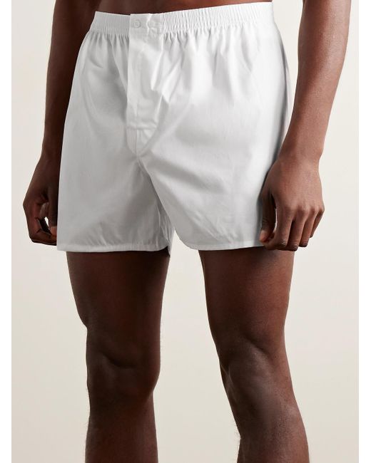 Derek Rose White Savoy Cotton Boxer Shorts for men