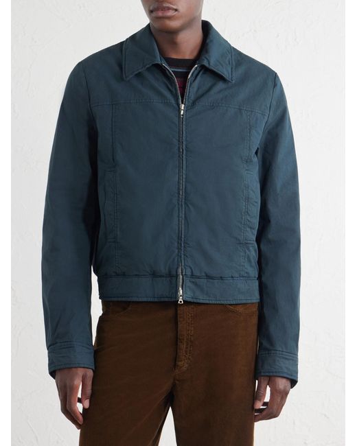 Dries Van Noten Blue Cotton-Blend Blouson Jacket for men