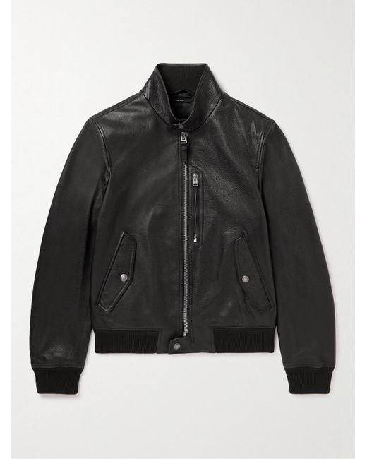 Tom Ford Black Full-grain Leather Jacket for men