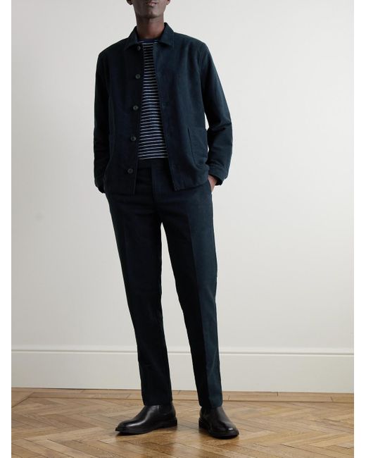 Sunspel Blue Cotton-Blend Moleskin Shirt Jacket for men