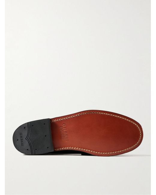 G.H.BASS Black Weejuns Heritage Lincoln Embellished Tasselled Leather Loafers for men