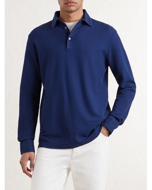 Loro Piana Blue Cotton-piqué Polo Shirt for men