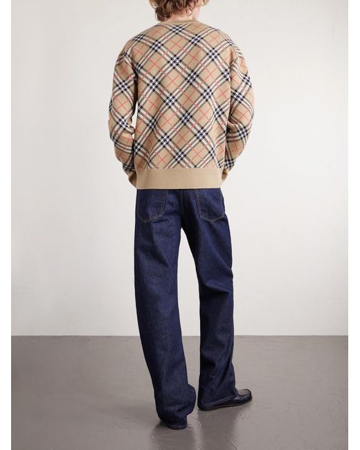 Burberry Natural Checked Cotton-blend Sweater for men