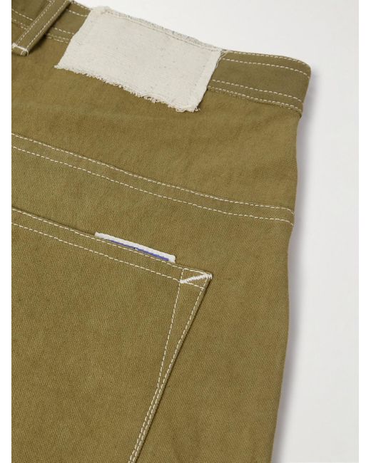 STORY mfg. Green Lush Wide-Leg Pleated Organic Cotton-Canvas Trousers for men