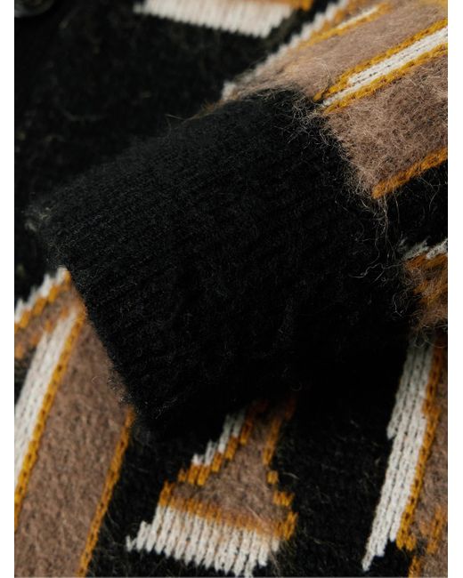 Amiri Black Brushed Logo-jacquard Wool-blend Cardigan for men