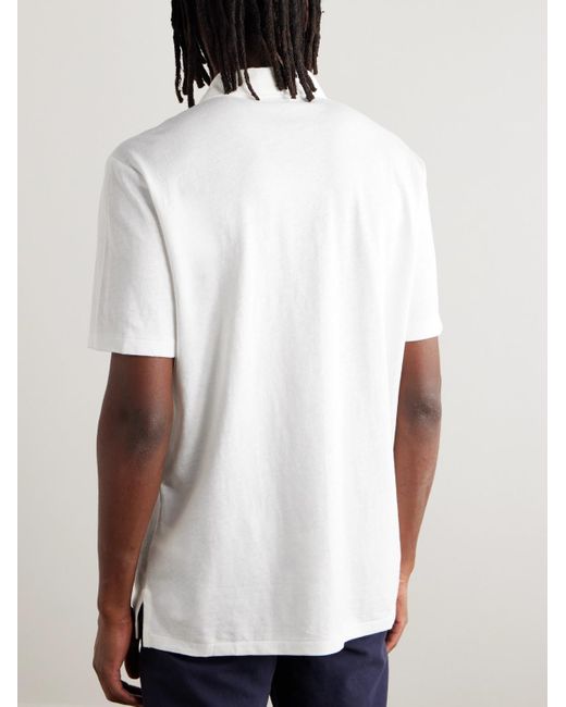 Polo Ralph Lauren White Logo-embroidered Cotton And Linen-blend Polo Shirt for men