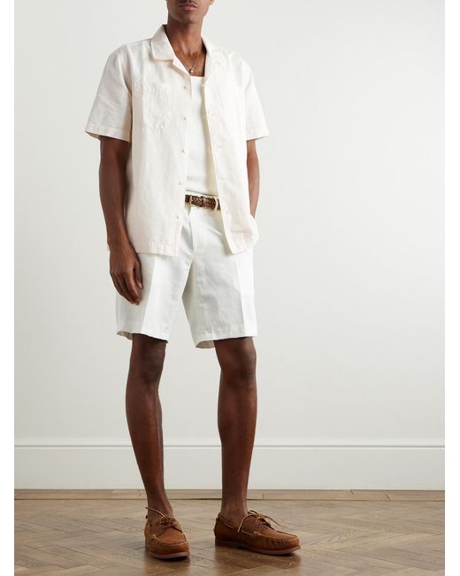 Mr P. Natural Camp-Collar Cotton And Linen-Blend Twill Shirt for men