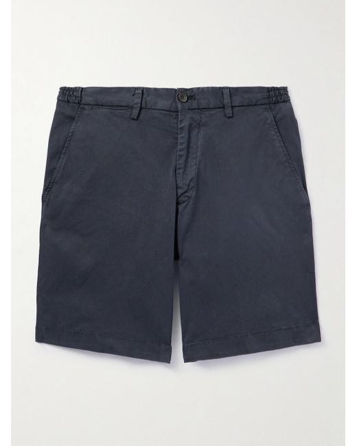 Thom Sweeney Blue Stretch Linen And Cotton-blend Shorts for men