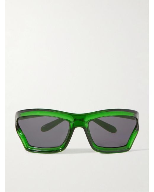 Loewe Green Paula's Ibiza Sporty Mask Oversized D-frame Acetate Wrap-around Sunglasses for men
