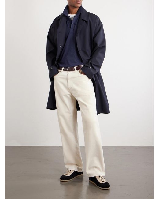 Sease Blue Cotton And Cashmere-Blend Jersey Polo Shirt for men