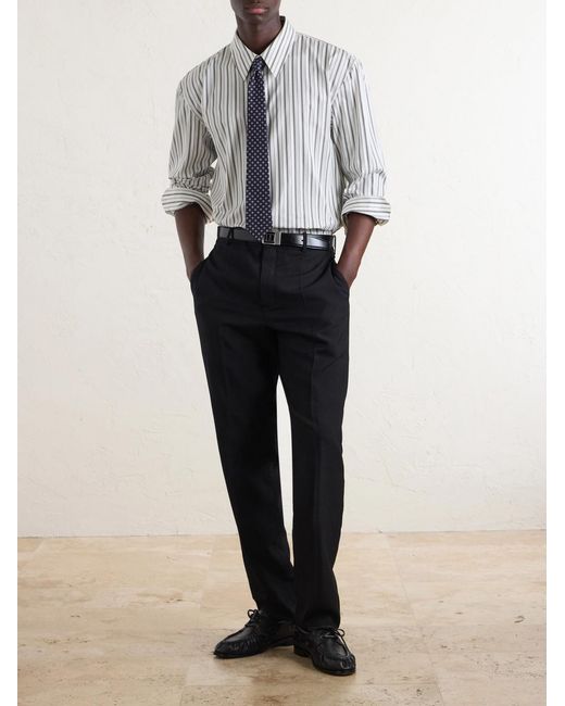 Saint Laurent White Striped Cotton Shirt for men