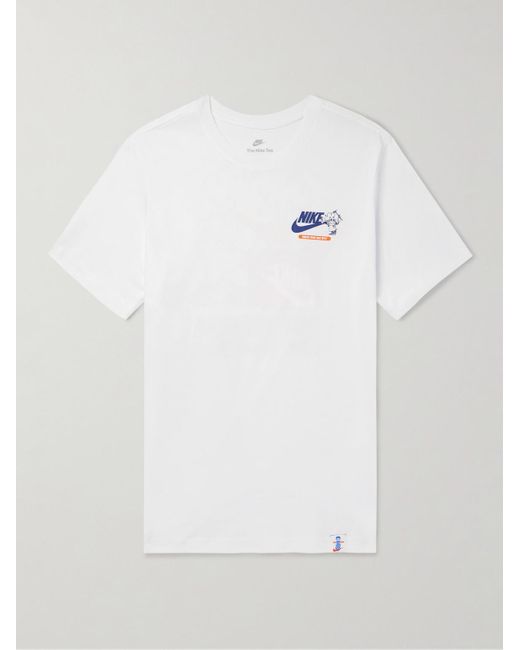 T-shirt in jersey di cotone con stampa di Nike in White da Uomo