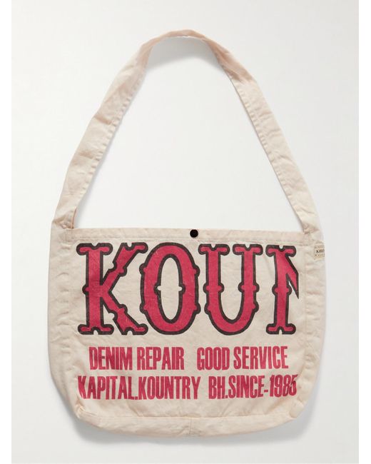 Tote bag in twill di cotone con stampa Kountry Factory di Kapital in Red da Uomo