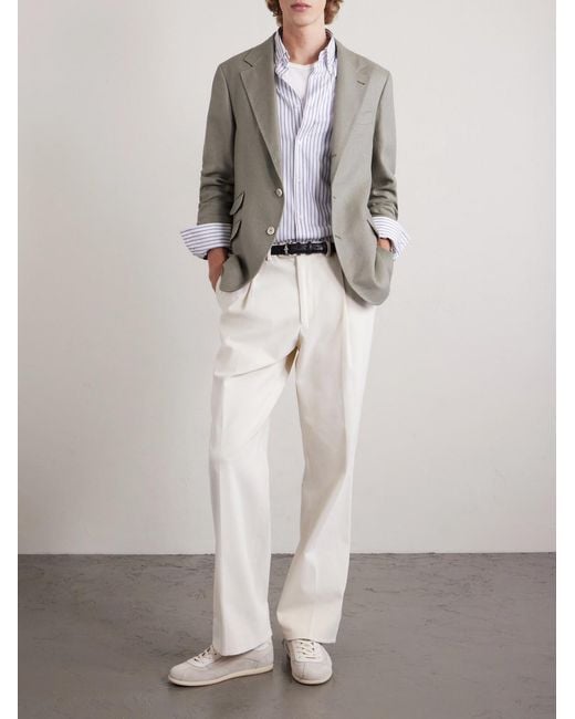 Brunello Cucinelli Gray Silk, Linen And Wool-Blend Blazer for men