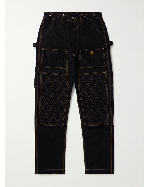 Kapital Black Lumber Tapered Embroidered Cotton-canvas Cargo Trousers for men