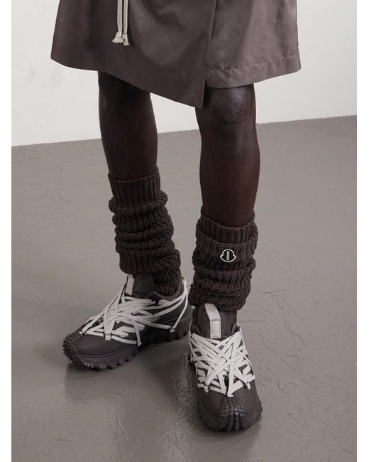 Rick Owens Brown Moncler Trailgrip Megalace® Leather And Rubber Sneakers for men