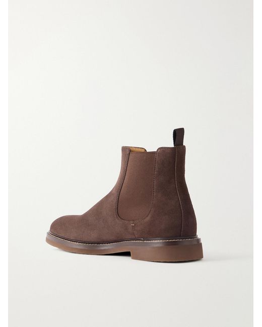 Brunello Cucinelli Brown Suede Chelsea Boots for men